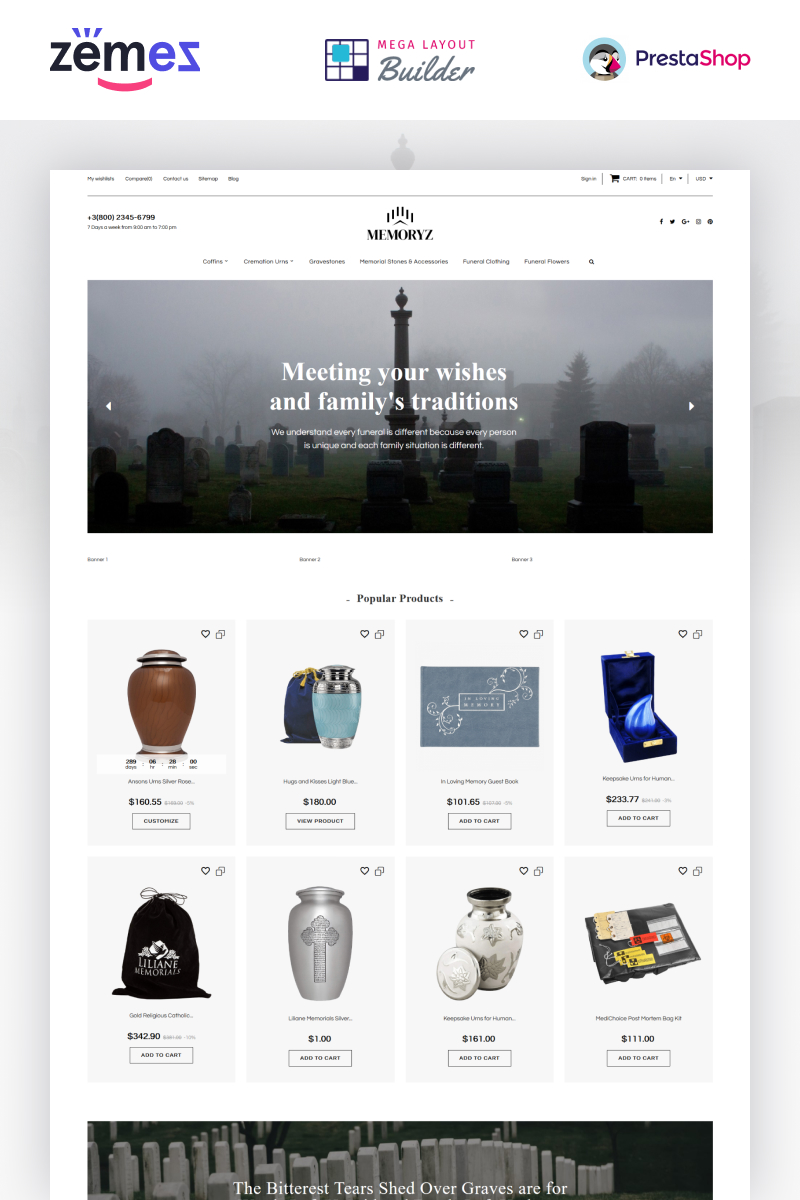 MemoryZ  - Funeral Service Online PrestaShop Theme