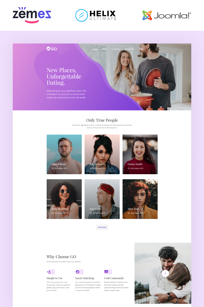 GO - Dating Multipage Elegant Joomla Template