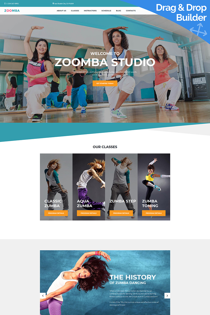 Zoomba Dance Studio Moto CMS 3 Template