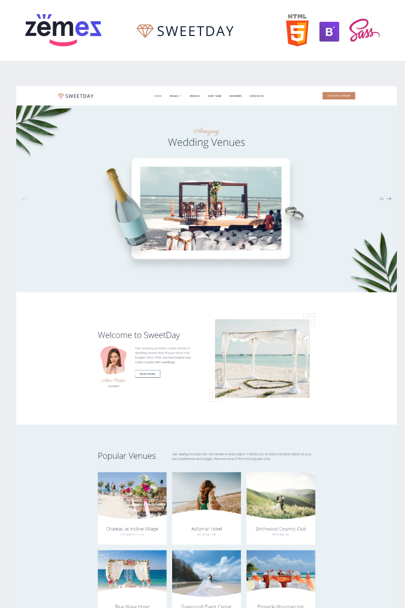 SweetDay - Wedding Venue Agency Website Template