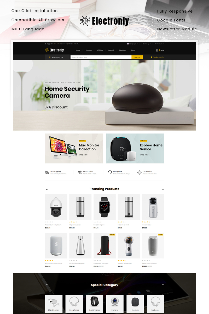 Electronly - Digital Store OpenCart Responsive Template