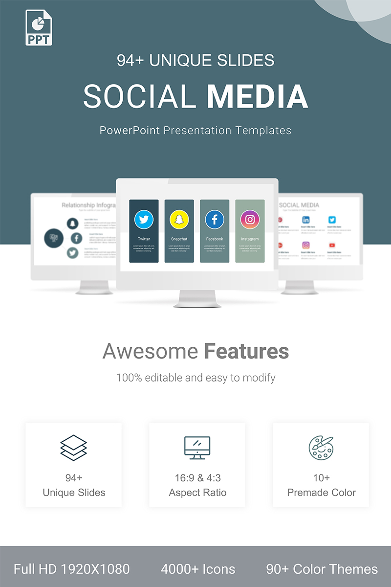 Social Media User PowerPoint template