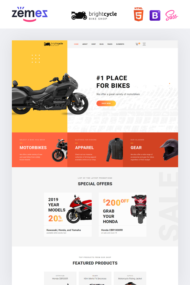 Brightcycle - Motorcycle Store Website Template
