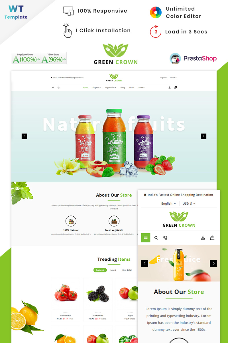 Green Crown Organic - Grocery PrestaShop Theme