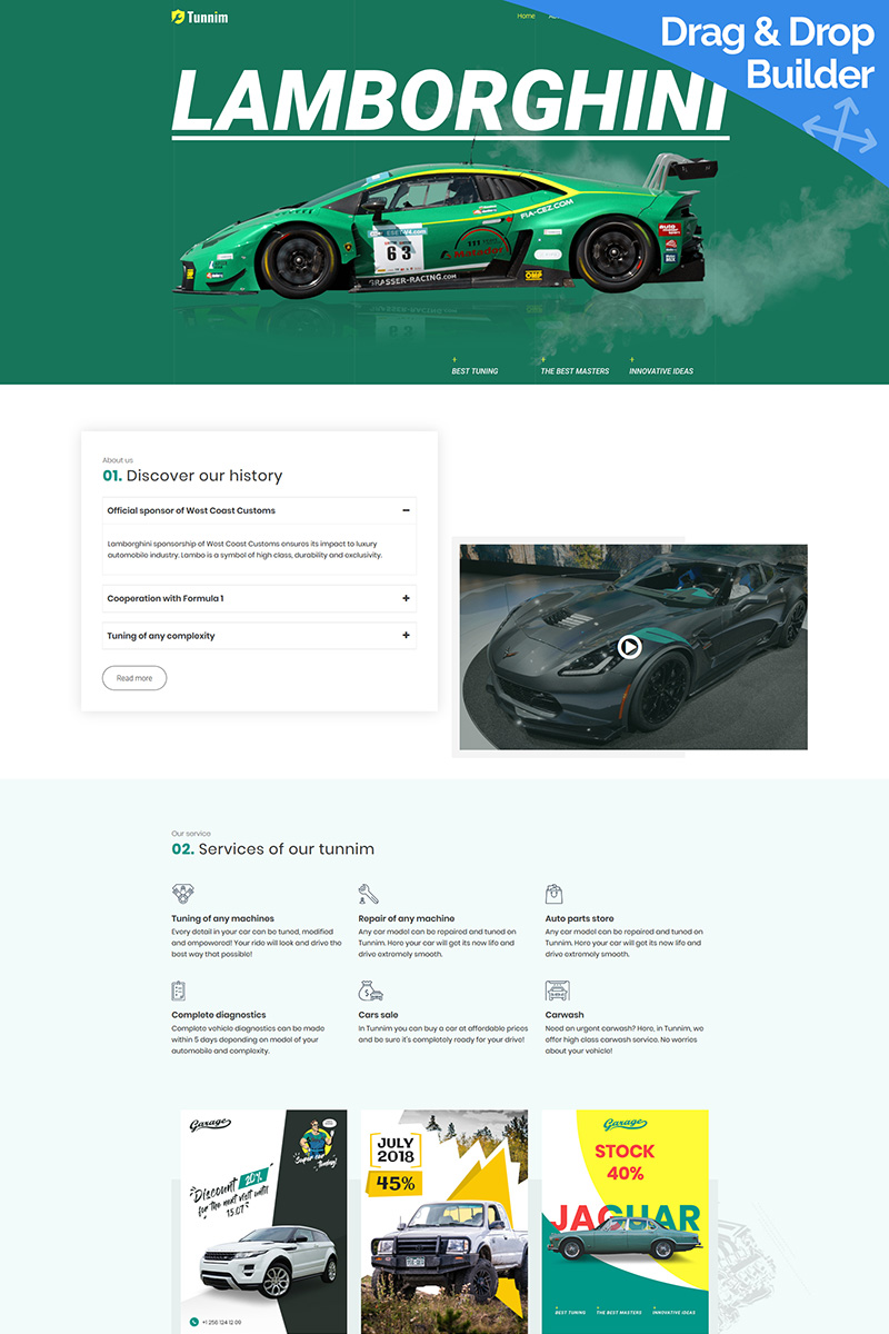 Tunnim - Car Tuning Moto CMS 3 Template