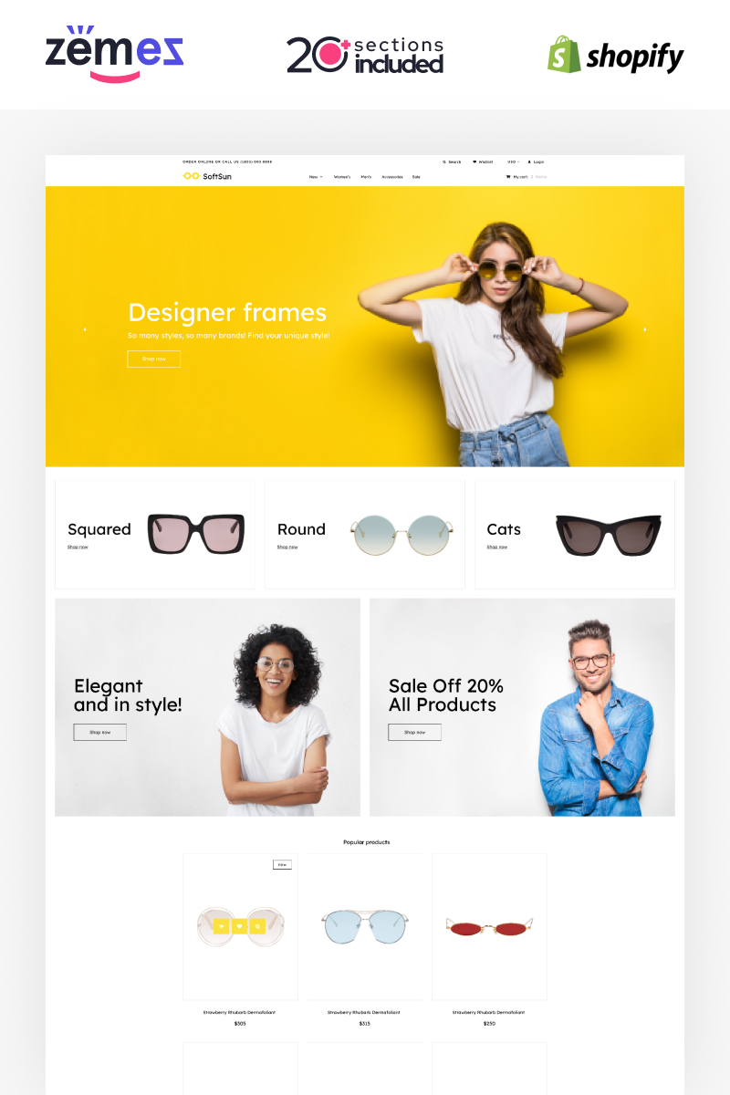 Sunglasses Store Template Shopify Theme