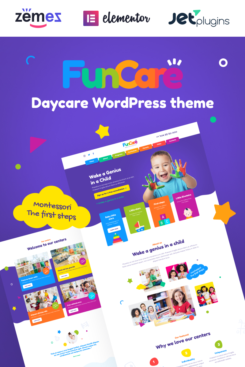 FunCare - Bright And Enjoyable Daycare Website Design Theme WordPress Theme