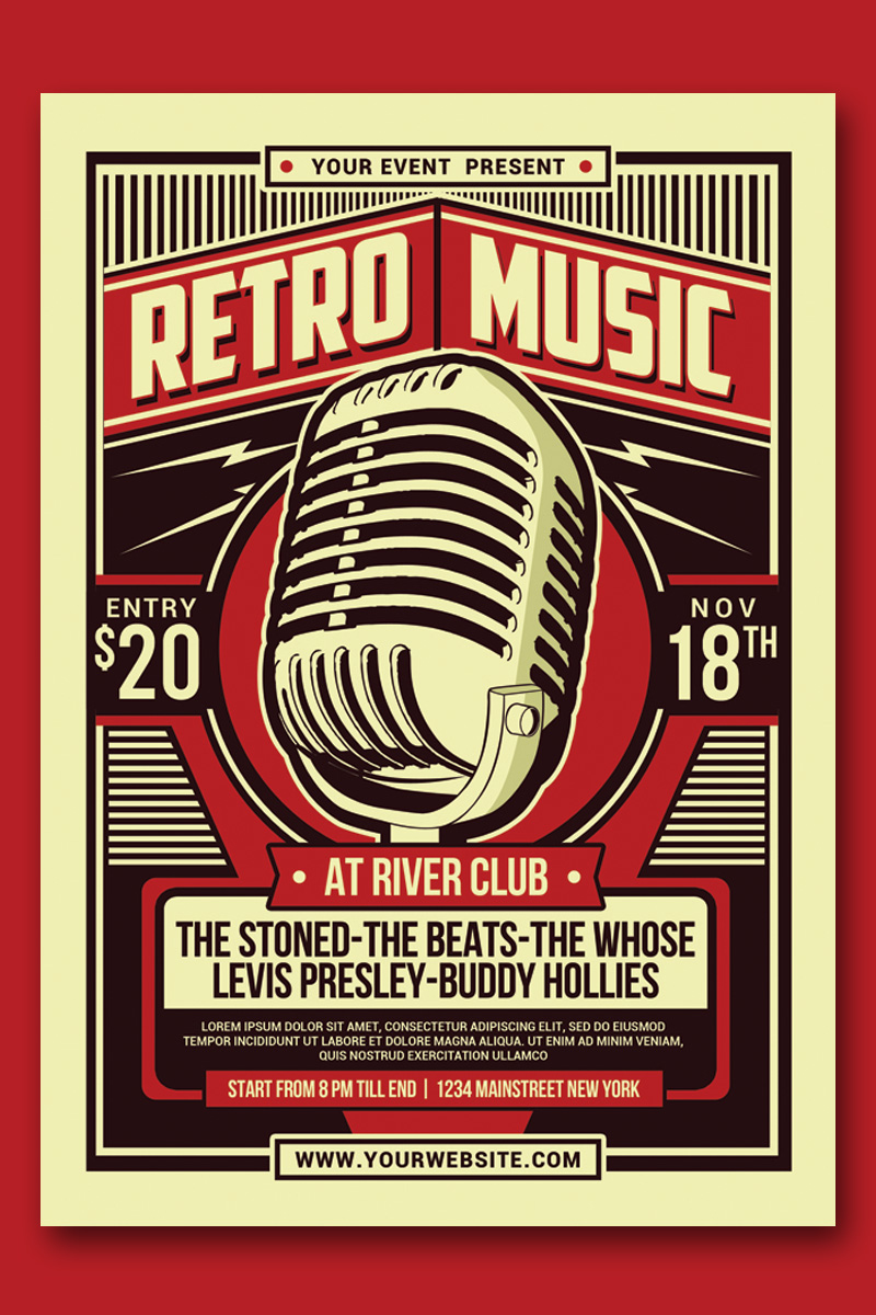 Retro Music Party Flyer Template