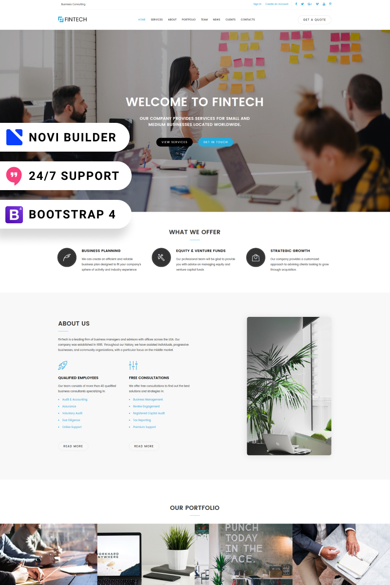 FinTech - Novi Builder Financial Planner Landing Page Template