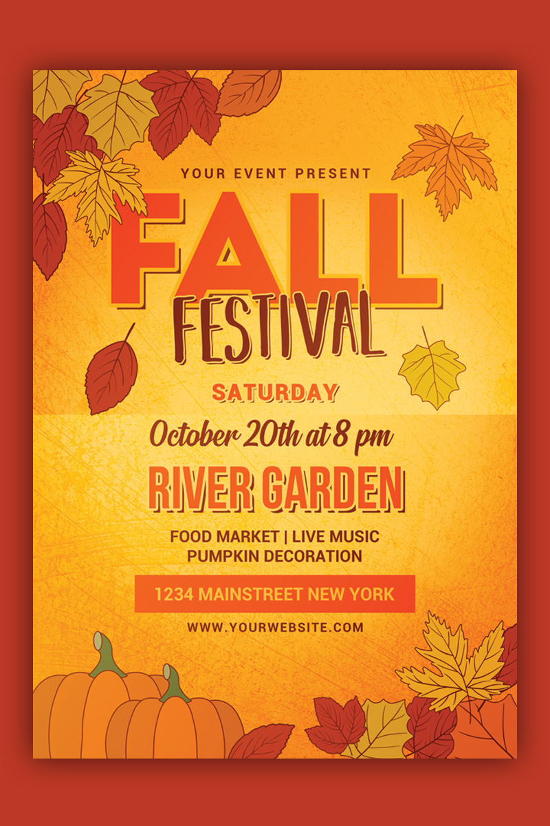 Fall Festival Flyer - Autumn Laves Design Template