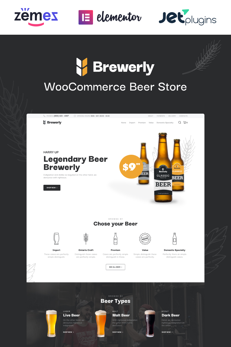 Brewerly - Engaging And Multifunctional Beer Shop Template WooCommerce Theme