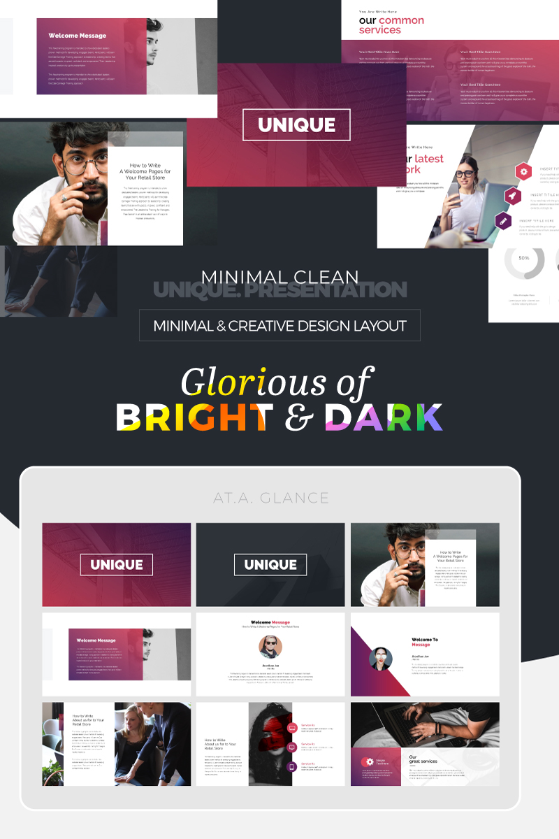 Unique Minimal Presentation PowerPoint template