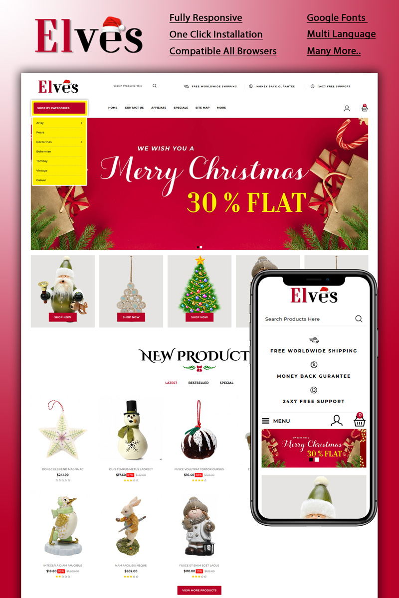 Elves - Christmas Store OpenCart Template