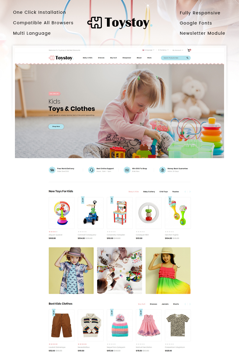 Kids Cloth & Toy Store OpenCart Responsive Template