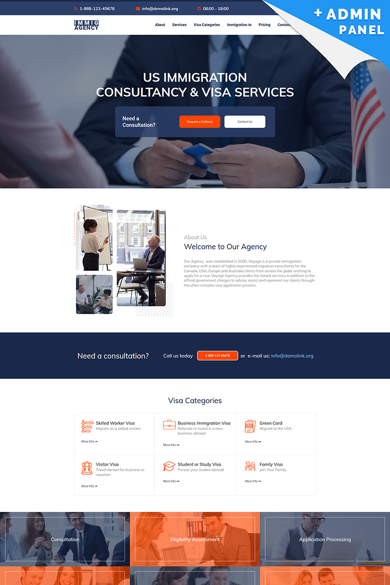 Immig Agency - Immigration Consulting Landing Page Template