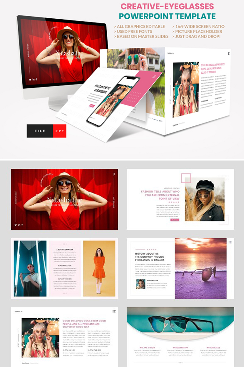 Fashion - Eyeglasses PowerPoint template