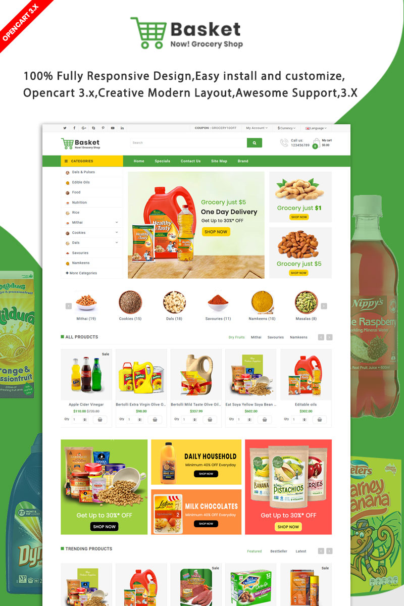 Basket Grocery OpenCart Template