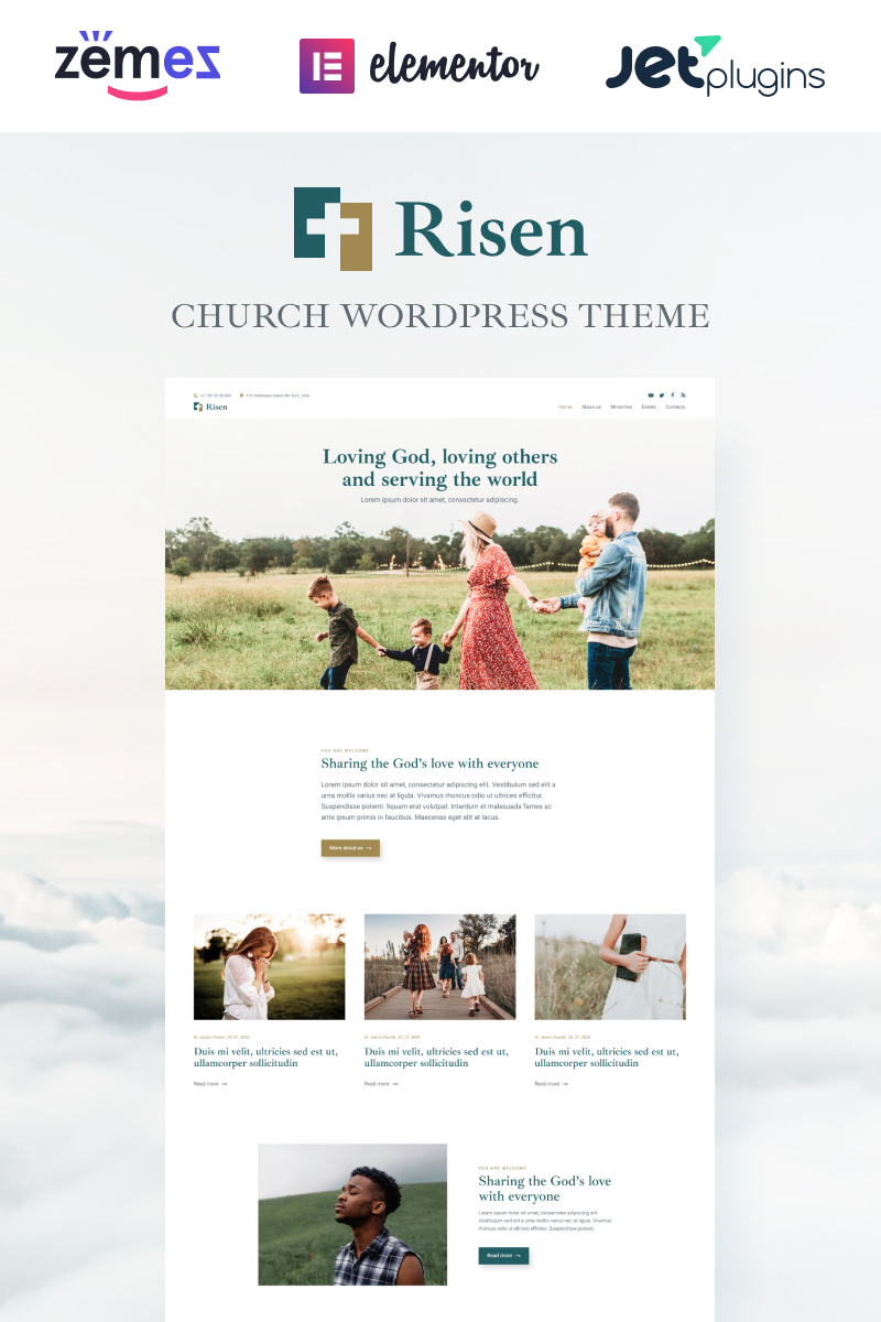 Risen - Neat WordPress Theme Church WordPress Theme