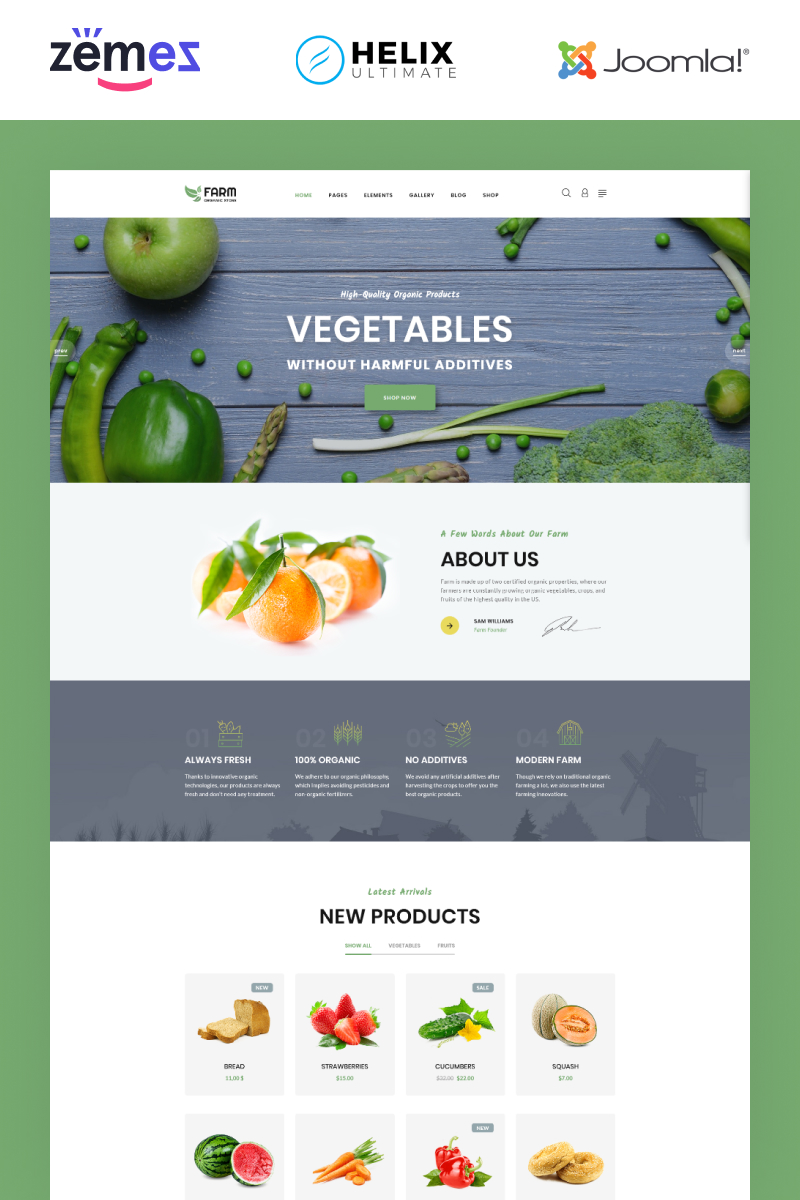 Farm - Food & Drinks Multipage Clean Joomla Theme Joomla Template