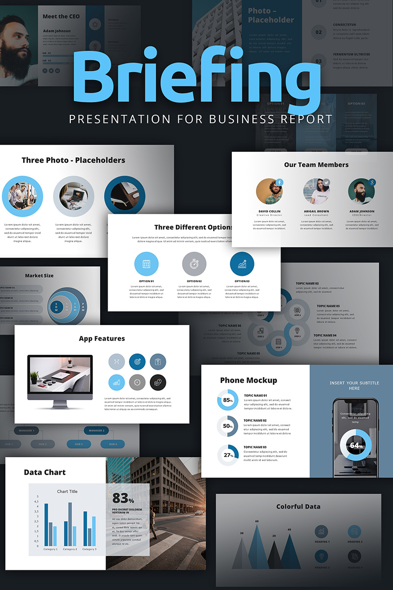 Briefing Presentation For Business Report PowerPoint template
