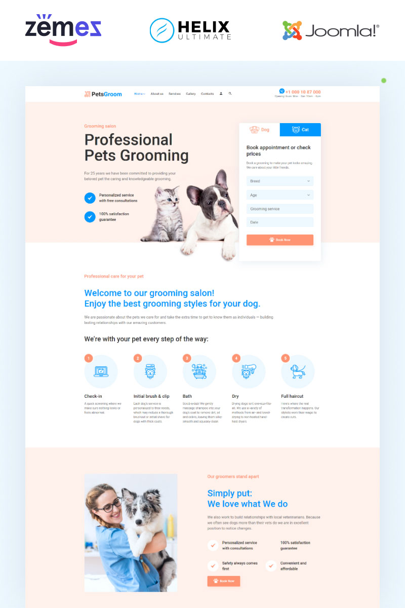 PetsGroom - Animals & Pets Multipage Clean Joomla Template