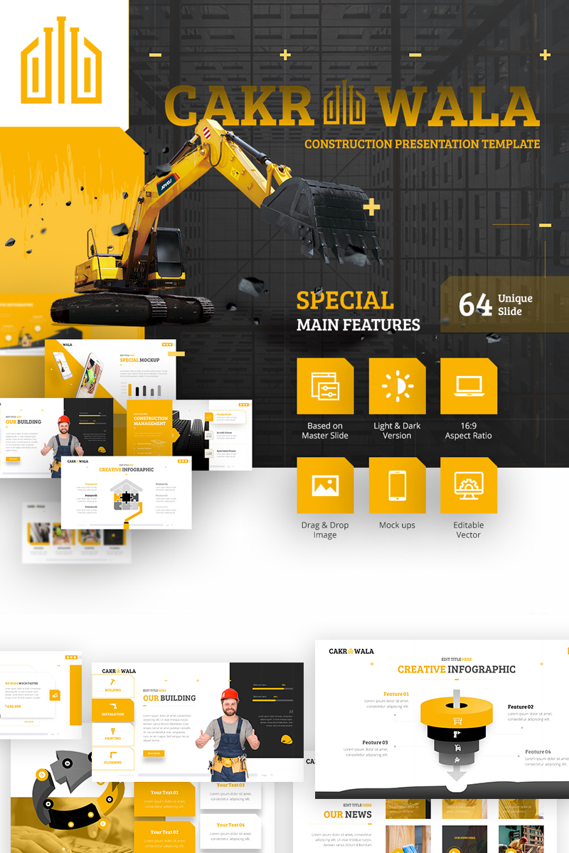 Cakrawala - Construction Presentation PowerPoint template