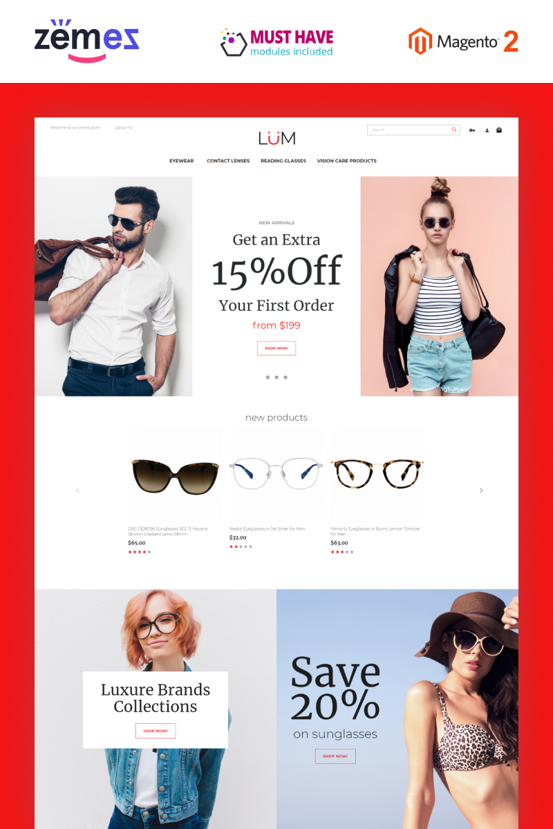 Lum - Optometry Store Template Magento Theme