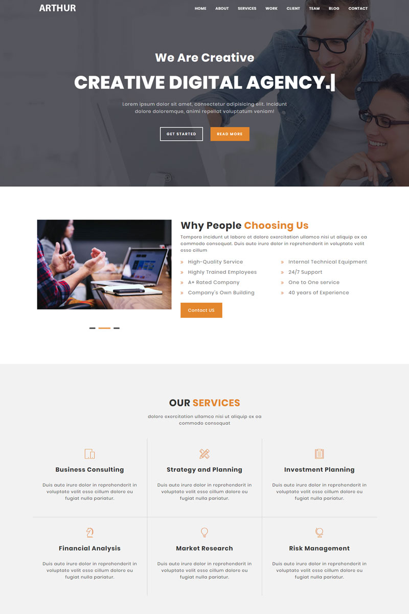 Arthur - Multipurpose HTML Landing Page Template