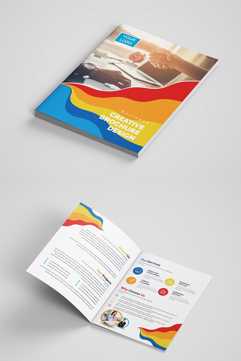 Colorful Brochure Template Design - Vivid Colors, Flowing Lines