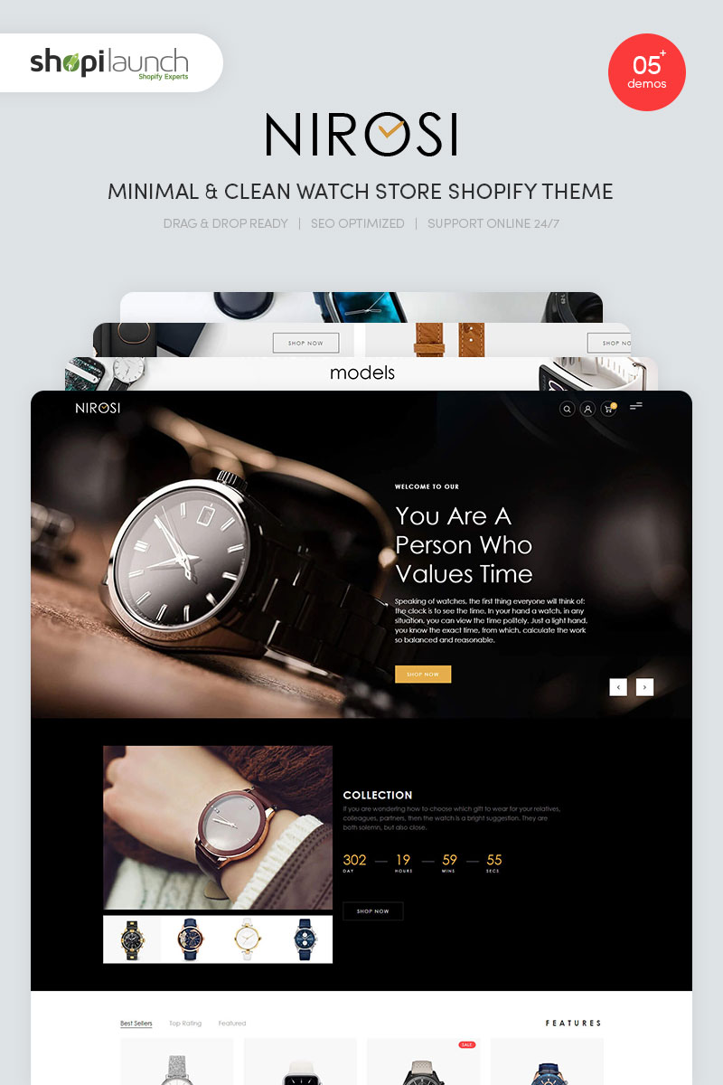 Nirosi -  Minimal & Clean Watch Store Shopify Theme