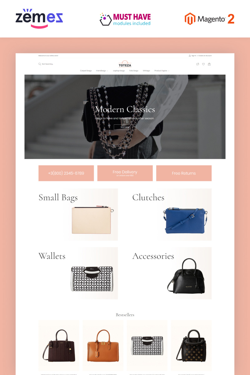 Toteza - Bags Store Template Magento Theme