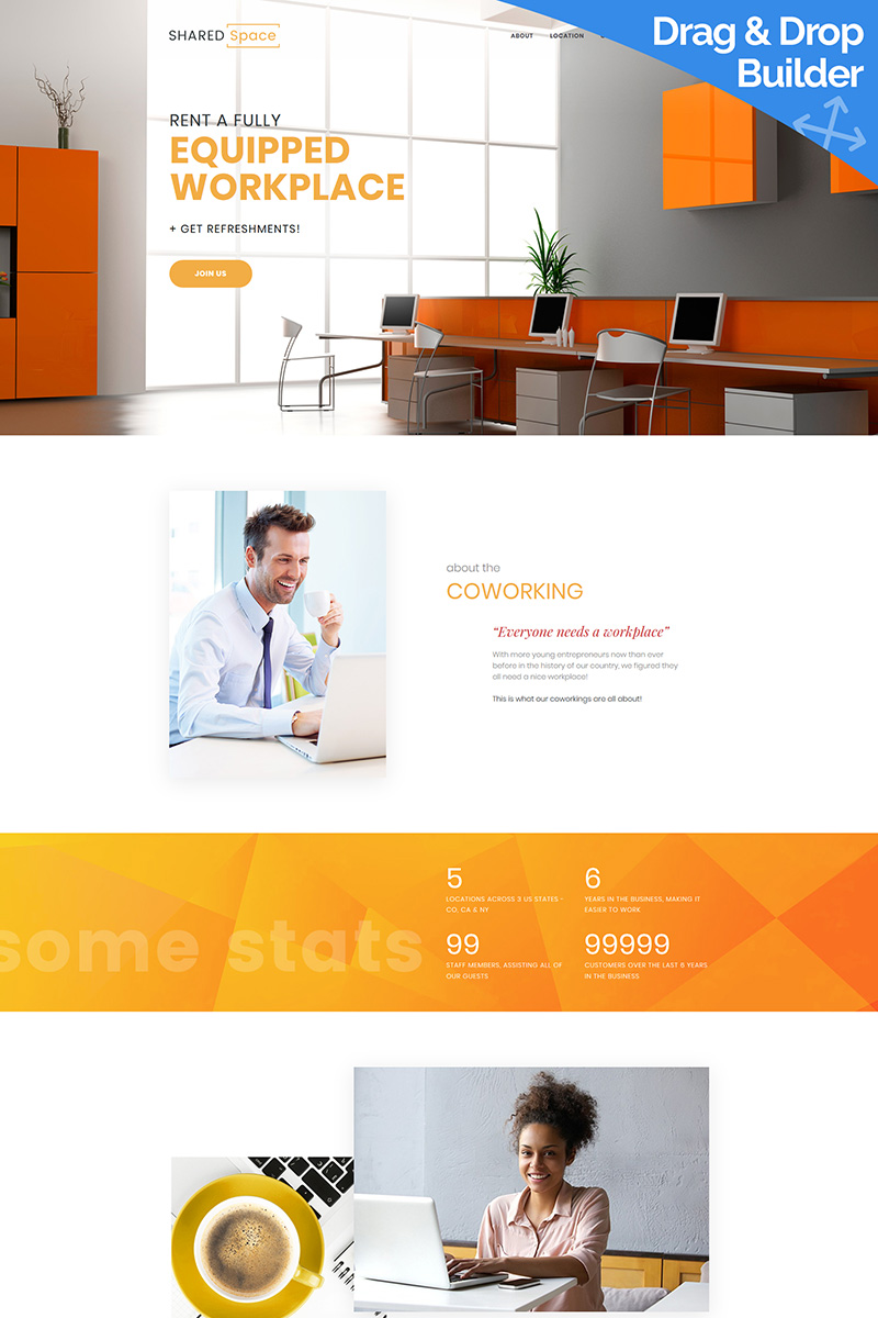 SharedSpace - Coworking Moto CMS 3 Template