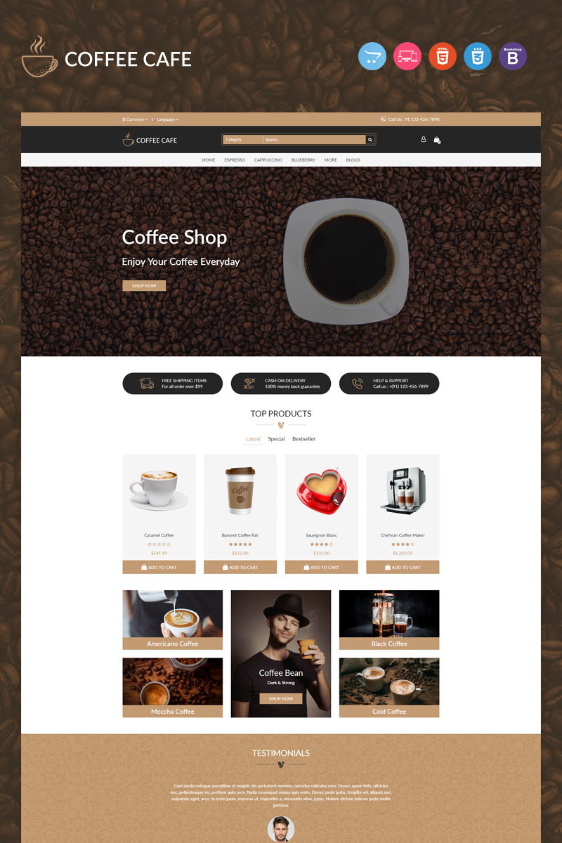 Coffee Cafe - Responsive OpenCart Template