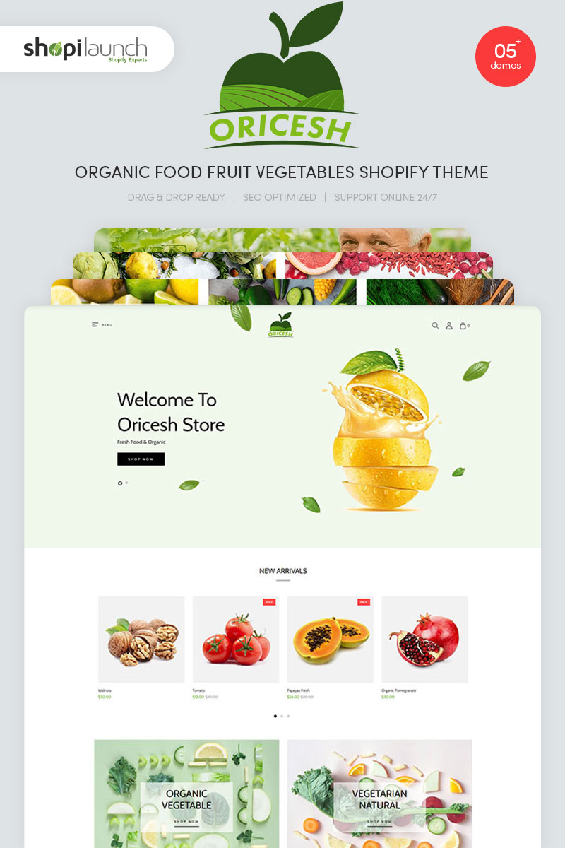 Oricesh - Organic Food Fruit Vegetables Shopify Theme