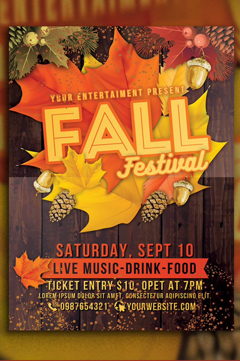 Autumn Leaves Fall Festival Flyer Template