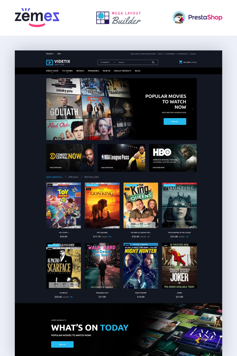 Videtix - Movies Online Store Template PrestaShop Theme