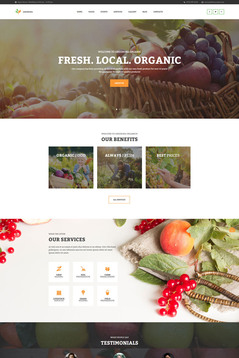 Greenora - Organic Farming Agriculture WordPress Theme