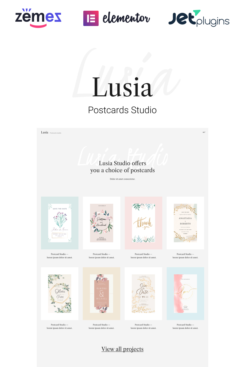 Lusia - Card Design Website WordPress Theme