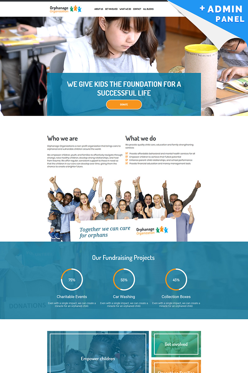 Orphanage - Charity Organization Landing Page Template