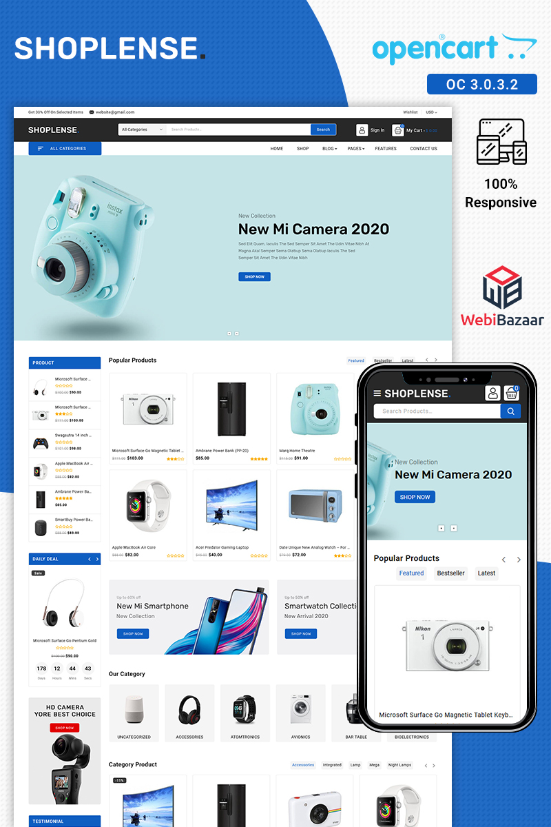 Shoplense - Premium Electronics Store OpenCart Template