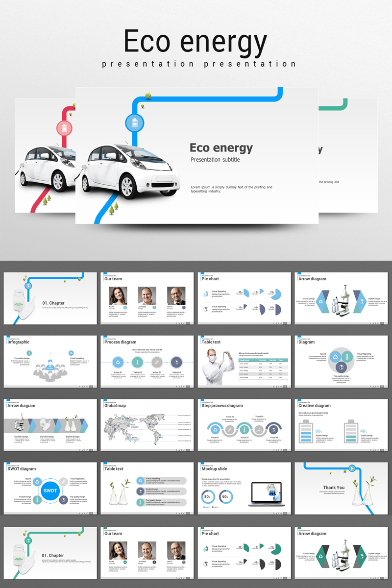 Green car PowerPoint template