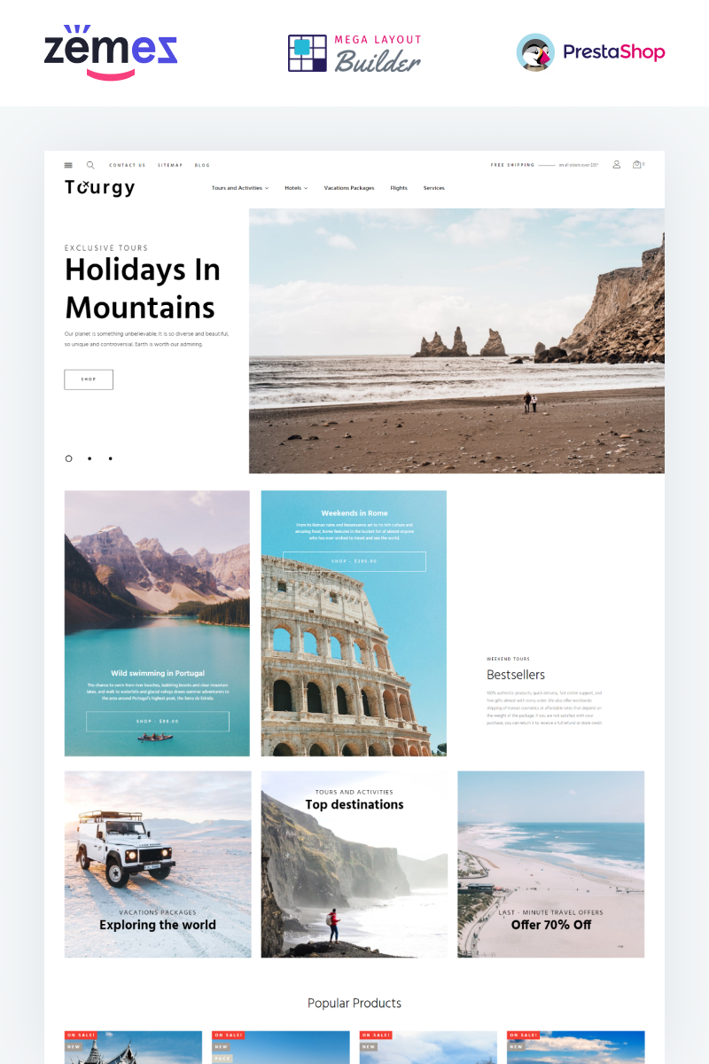 Tourgy - Travel Agency eCommerce Template PrestaShop Theme