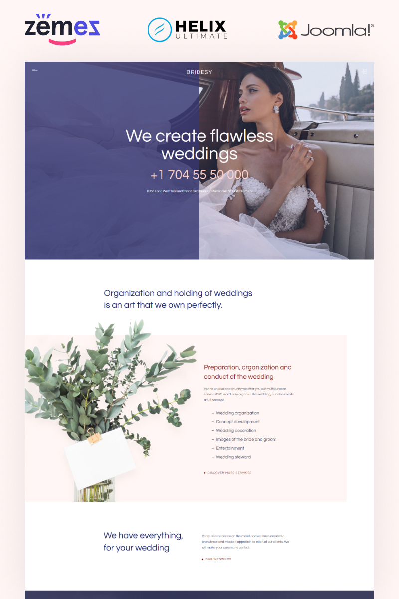 Bridesy - Wedding Planner Joomla Template