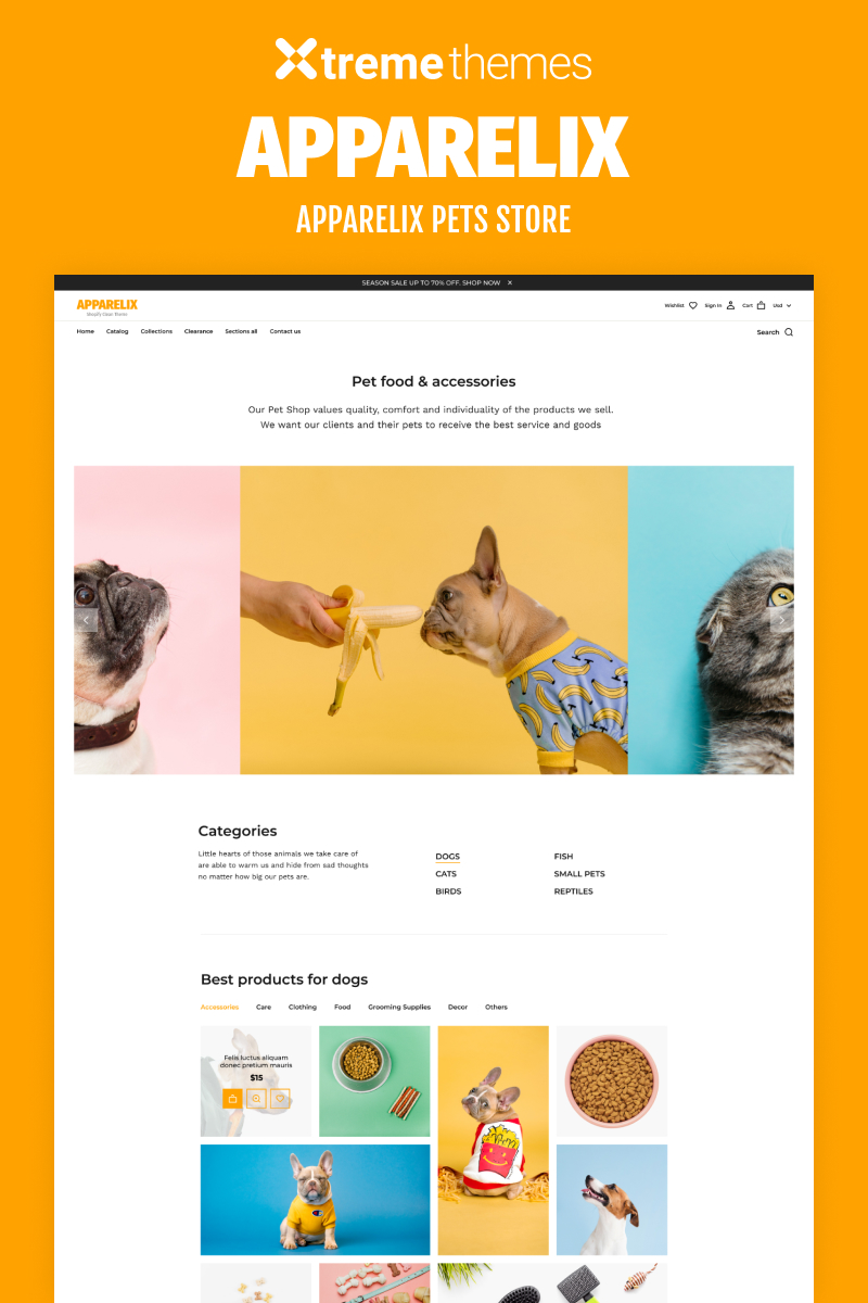 Apparelix Pets Online Store Template Shopify Theme